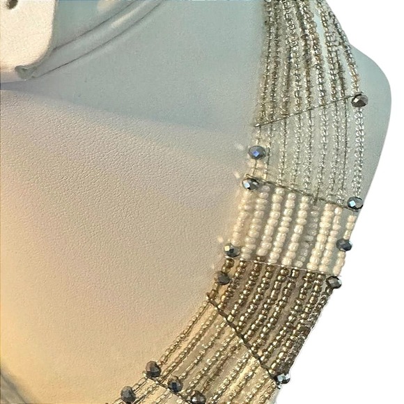 Beaded Necklace Multi Strand Statement Costume Choker 8" Jewelry - Picture 4 of 6